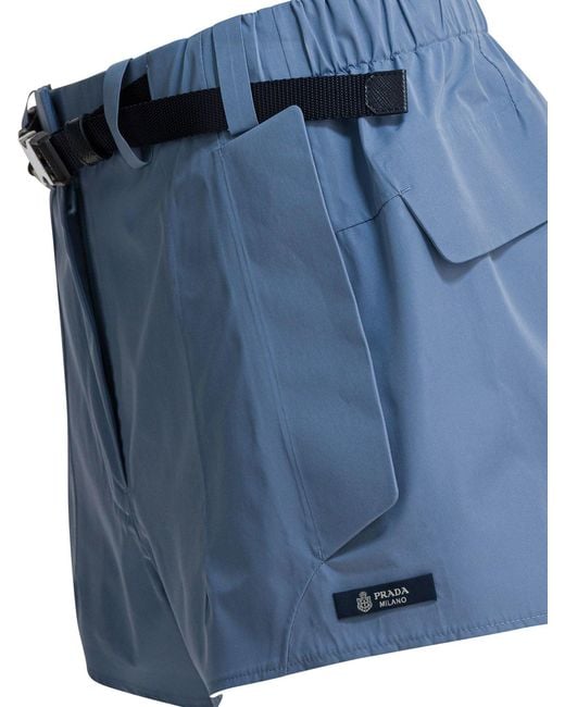 Prada Blue Technical Fabric Shorts