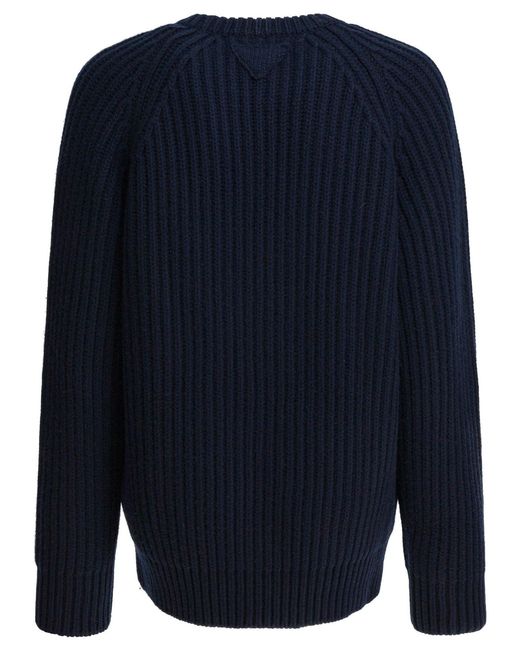 Prada Blue Virgin Wool And Cashmere Sweater for men