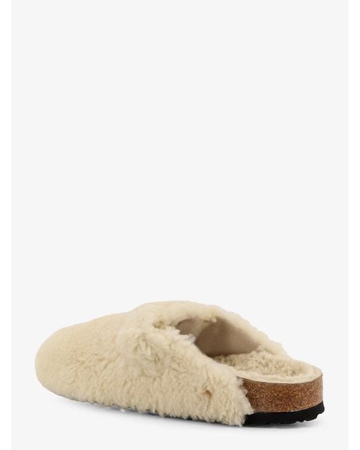Birkenstock Natural Boston Big Buckle Shearling Mule