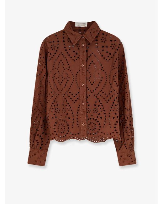 Mc2 Saint Barth Brown Shirt Sangallo Lace