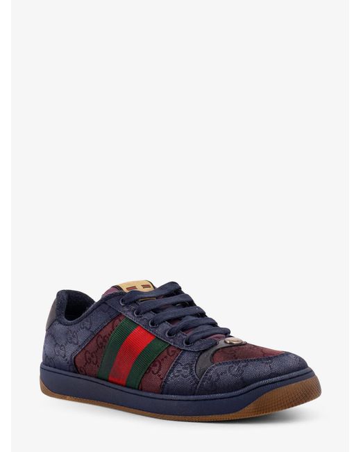 Gucci Blue Gg Bicolor Canvas & Leather Sneaker for men