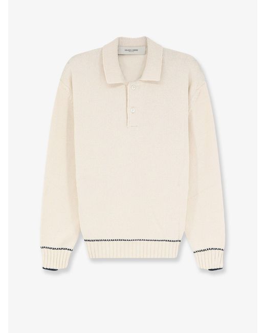 Golden Goose Deluxe Brand White Ribbed Cotton Sweater for men