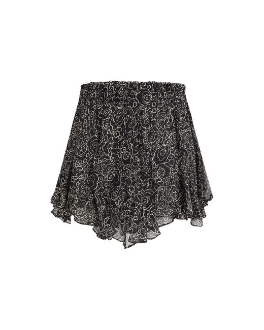 Isabel Marant Black Marant Etoile Floral Ruffled Shorts
