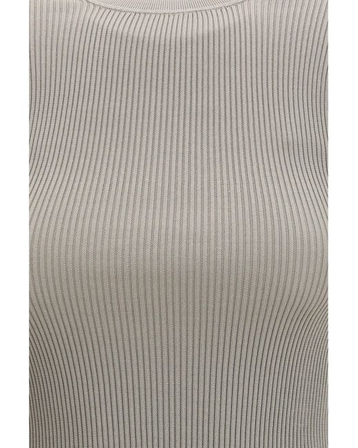 Rier Gray Short-Sleeve Ribbed T-Shirt