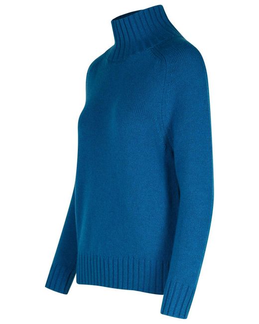 PURO TATTO Blue Cashmere Turtleneck Sweater