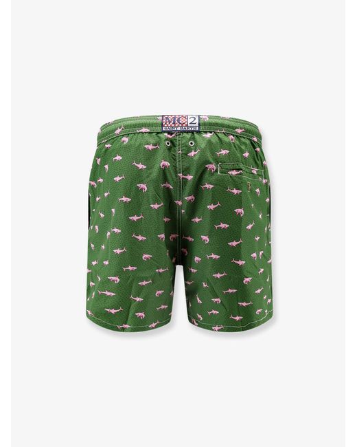 Mc2 Saint Barth Green Swim Trunks Recycled Polyester for men