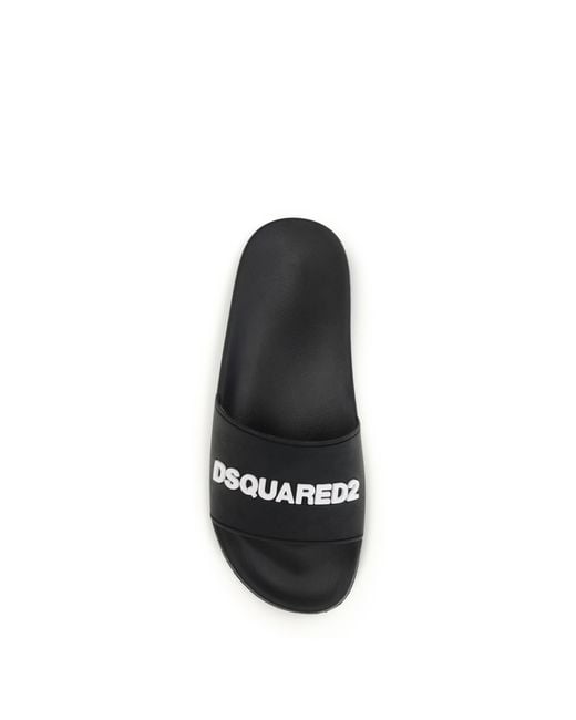 DSquared² Black Logo Slippers for men