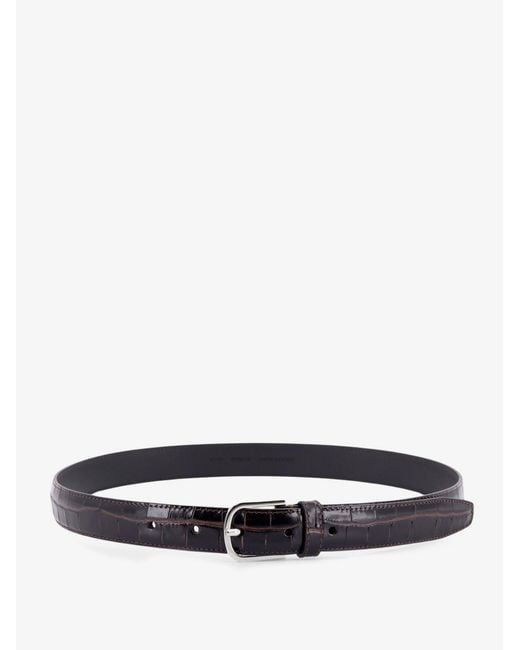 Totême White Slim Croco-Embossed Leather Belt