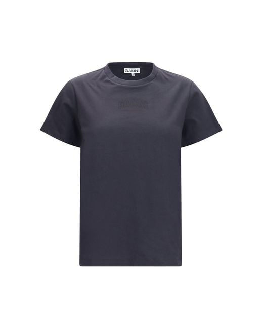 Ganni Blue Crewneck T-Shirt