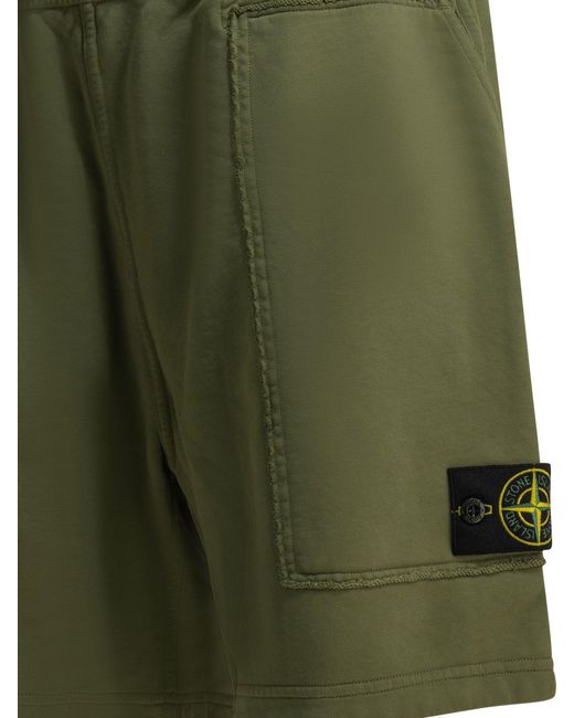 Stone Island Green Jogger Shorts for men