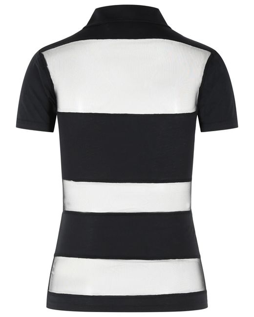 Coperni Black 'Striped' Cotton Blend Polo Shirt