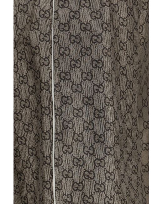 Gucci Gray Printed Silk Twill Shorts/Ebony