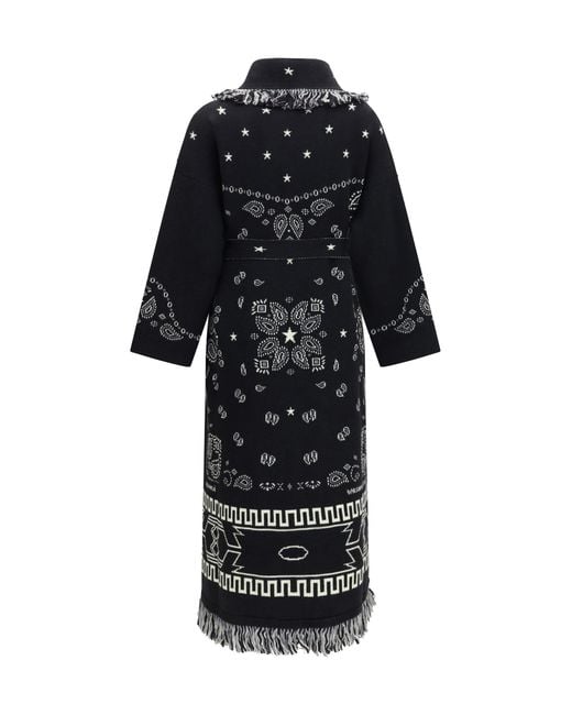 Alanui Black Bandana Jacquard Coat/Multi