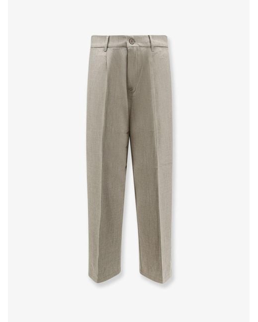 Woodbird Gray Trousers Viscose-Blend