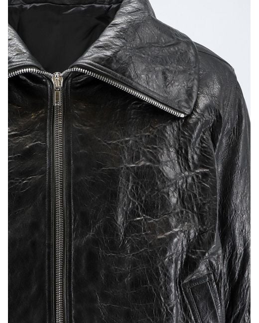 Rick Owens Black Dracuflight Leather Jacket for men