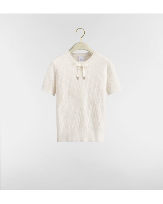 Dior White Oblique Short Sleeves Knitwear