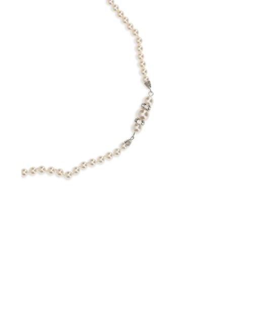 Alessandra Rich White Pearl And Crystal Necklace