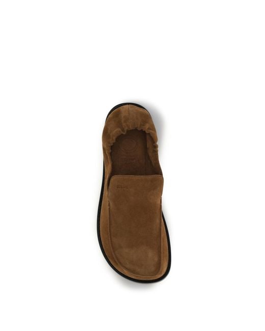 Loewe Brown Flex Suede Loafers for men