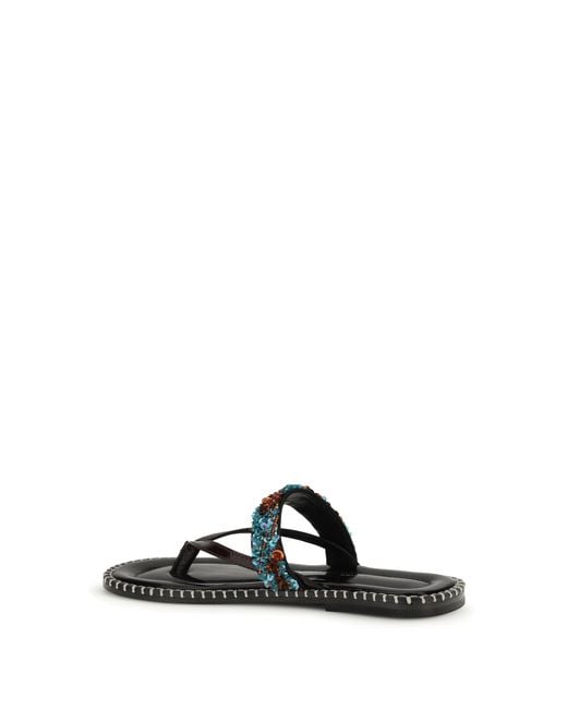 Dries Van Noten White Slip-On Leather Sandals With Sequins