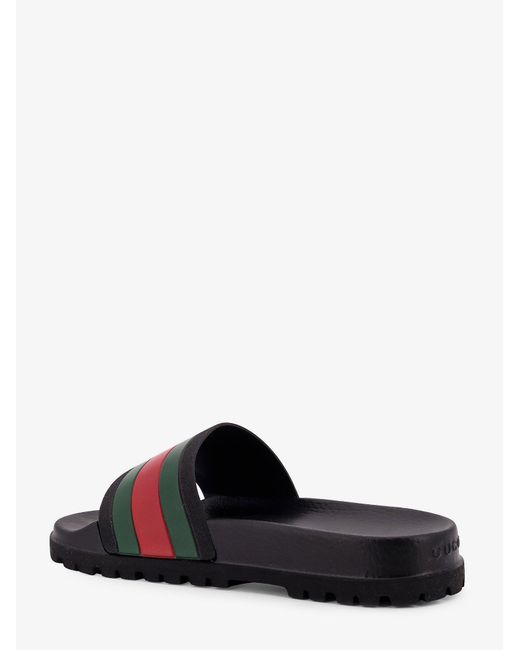 Gucci White Rubber Slide With Web Detail for men