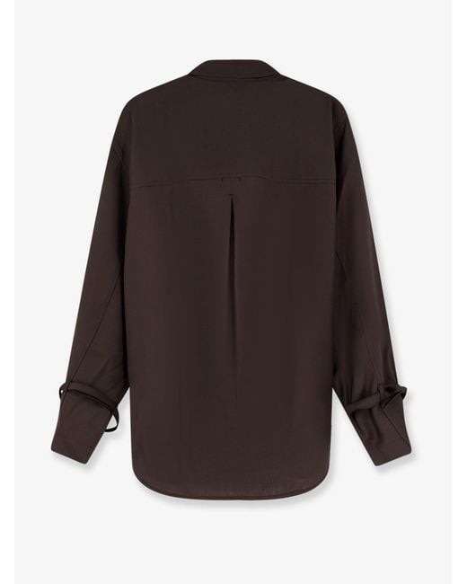 Totême Gray Tie-Cuff Wool Shirt