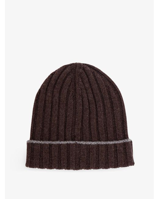 Brunello Cucinelli Brown Beanie Cashmere Hat for men