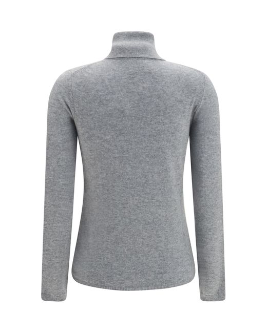 Allude Gray Cashmere Turtleneck Sweater