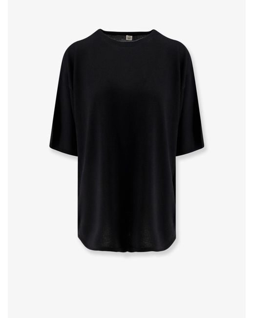 Totême Black Longline Wool Blend Sweater