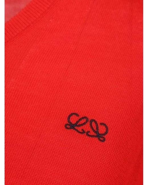 Loewe Red Draped Crewneck Knitwear