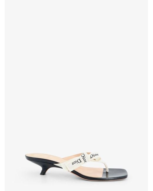 Dior White Dior J'Adior Cotton Flip-Flops With Embroidered Logo