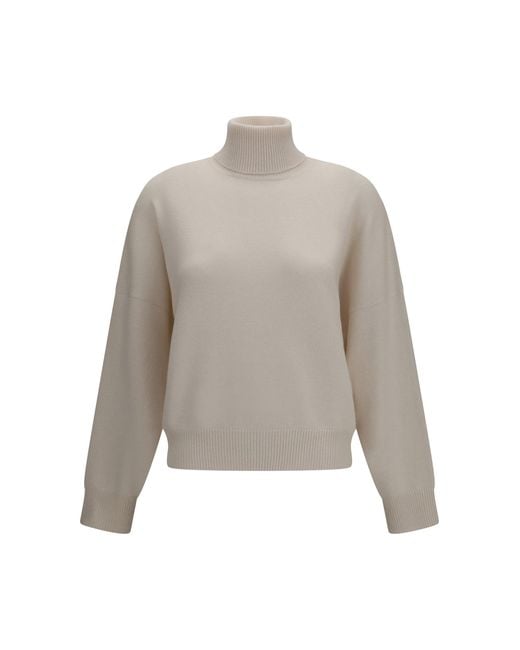 Brunello Cucinelli White Cashmere Turtleneck Sweater