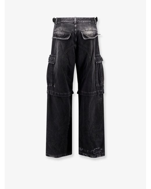 Balenciaga Black Cargo Denim Trousers for men