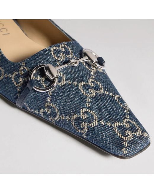 Gucci Blue Vittoria Ballet Flats