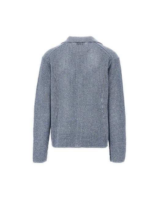 Les Deux Blue 'Gerald' Net Knit Shirt for men