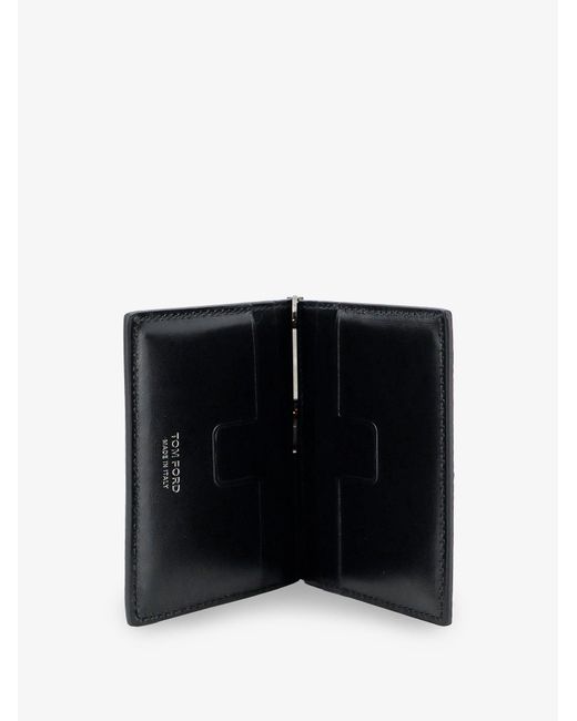 Tom Ford Black Goat Leather Card Holder for men