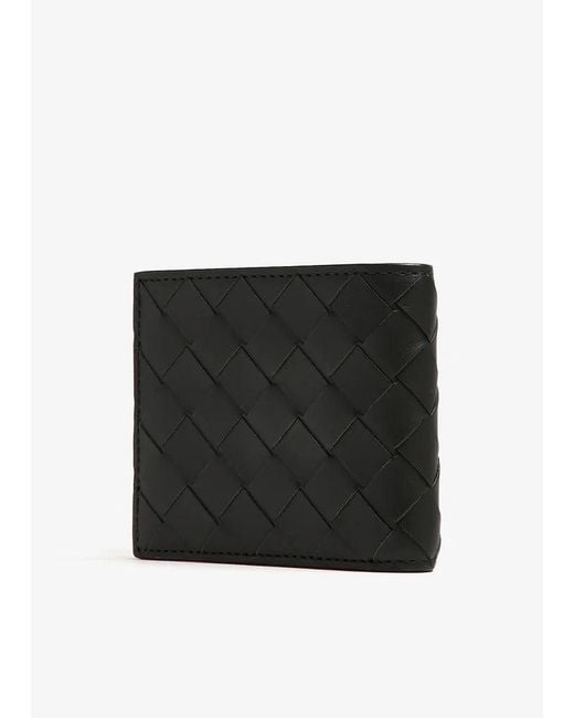 Bottega Veneta Black "Intrecciato" Bi-Fold Wallet for men