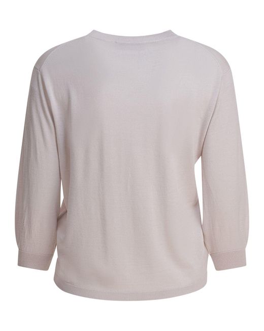 Max Mara Gray Wool And Cashmere Crewneck Sweater