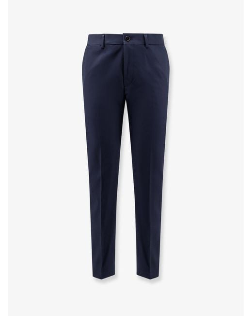 Boss Blue Cotton And Silk Trousers for men