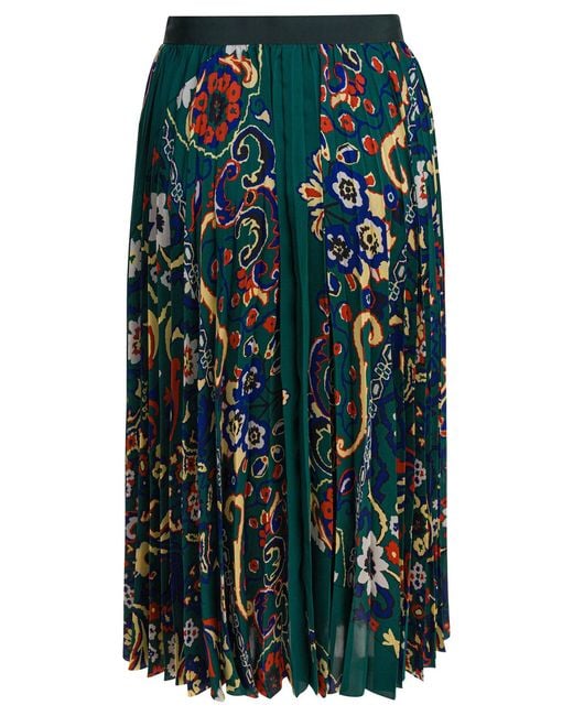 Sacai Blue Floral Print Skirt