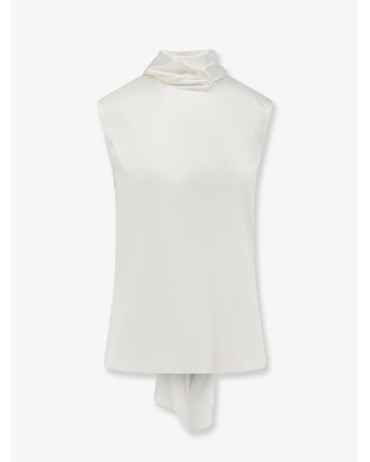 Bottega Veneta White Stretch Satin Top