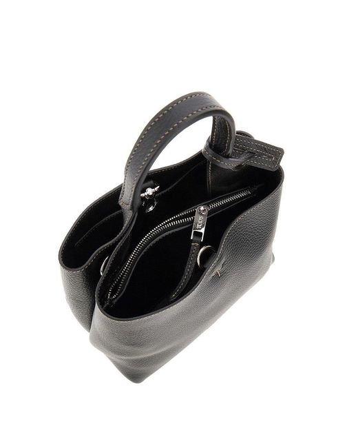 Tod's Black Grained Leather Mini Shopping Bag