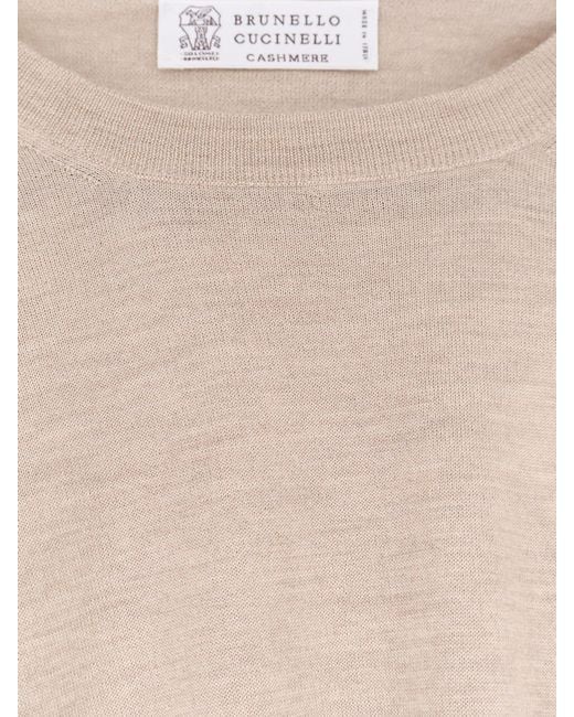 Brunello Cucinelli White Cashmere And Silk Sweater for men