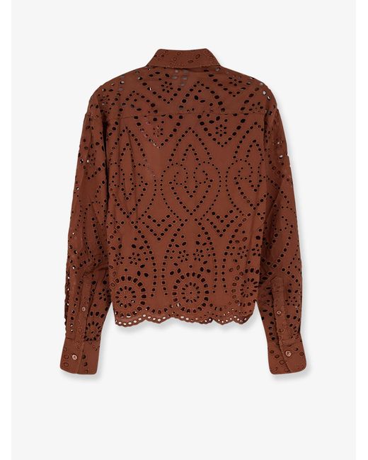 Mc2 Saint Barth Brown Shirt Sangallo Lace