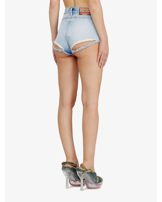 DIESEL Blue Denim Shorts With Destroyed Effect