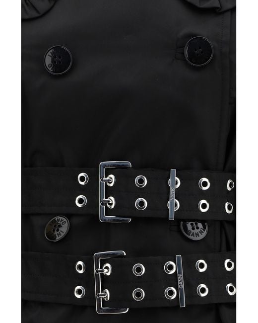 Ganni Black Belted Double-Breasted Coat