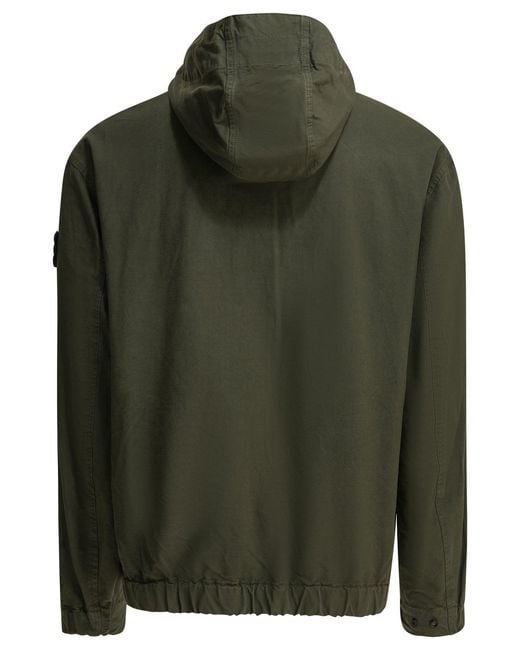 Stone Island Green Cotton Ripstop Overshirt Jacket for men
