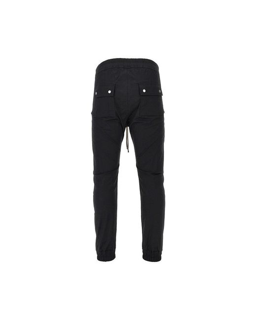Rick Owens Black Stretch Cotton 'Heizer' Cargo Pants for men