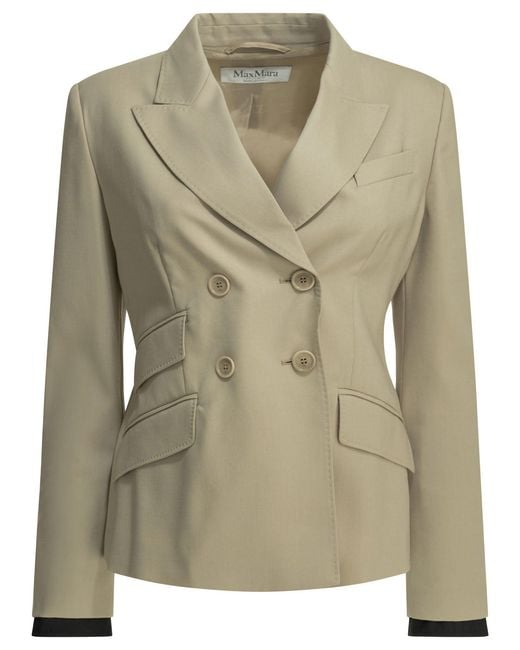 Max Mara Green Virgin Wool Mohair Silk Acetate Polyester Double-Breasted Wool Blazer