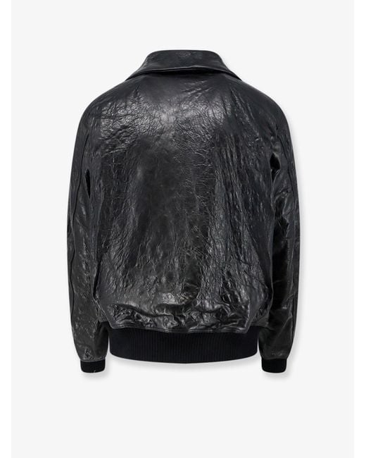 Rick Owens Black Dracuflight Leather Jacket for men