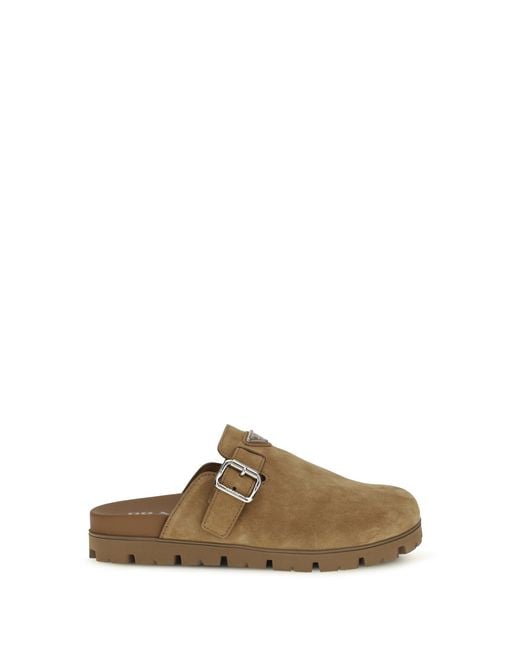 Prada Brown Suede Mules for men